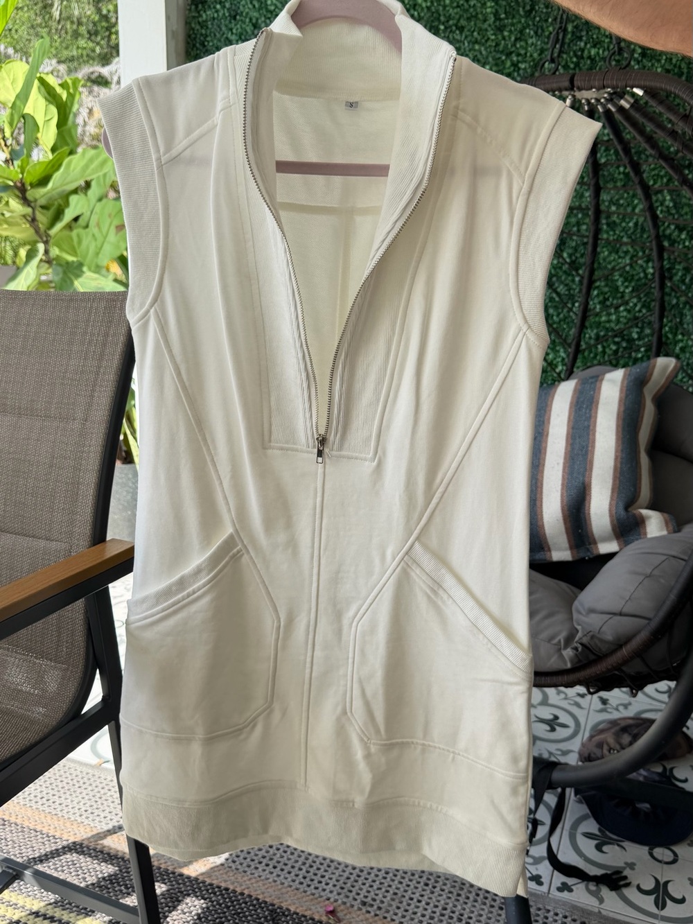 Sleeveless Zip Front Tunic Dress in Ivory